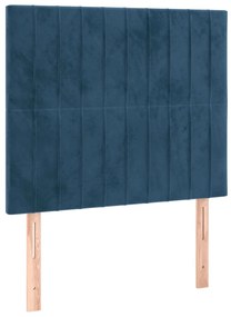 Cama box spring c/ colchão/LED 80x200 cm veludo azul-escuro