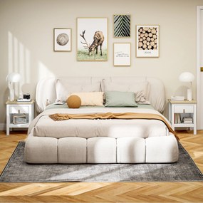 Conjunto de 2 Mesas de Cabeceira, 45 x 40 x 55 cm, Gaveta e Compartimento Aberto, Branco