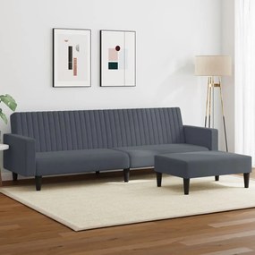2 pcs conjunto de sofás veludo cinzento-escuro