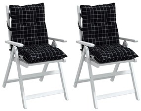 Almofadões cadeira encosto baixo 2 pcs oxford xadrez preto