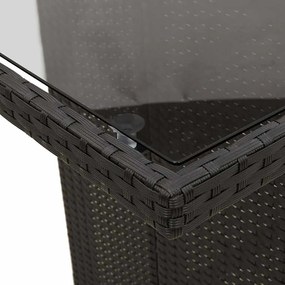 Conjunto de Jantar de Jardim 9 Peças Preto em Rattan Sintético
