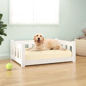 Cama para cães 75,5x55,5x28 cm madeira de pinho maciça branco