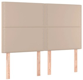 Cabeceira cama c/ LED couro artif. 144x5x118/128 cm cappuccino