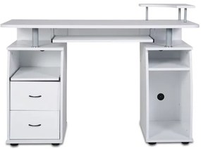 Mesa Mesa de computador Mesa de escritório Mesa de PC com prateleira para impressora, bandeja para teclado - nogueira