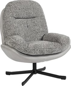 HOMCOM Poltrona Giratória Moderna com Base Cruzada Estofada em Chenille e Couro PU Assento Largo Duplo Pernas de Aço 78x95x99 cm Cinza | Aosom Portugal