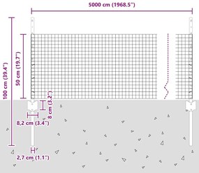 Cerca de Fio Soldado com 22 Postes U Cinza 0.5x50 m de Aço