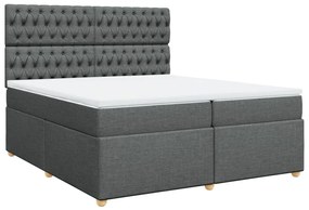 Cama com molas/colchão 200x200 cm tecido cinzento-escuro