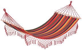 Outsunny Cama Rede Jardim 200x100 cm Suspensa Travessas Madeira Pátio Varanda Campismo Confortável Multicolor | Aosom Portugal
