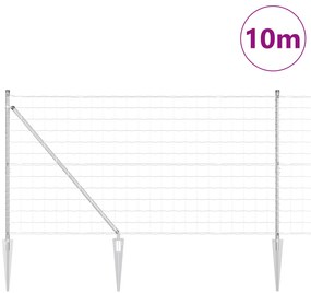 Cerca Euro com 7 Postes Espigados 1.2x10 m Aço Galvanizado