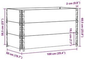 Vaso/floreira para jardim 100x50 cm pinho maciço castanho