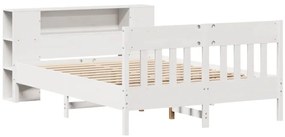 Cama com estante sem colchão 120x190 cm pinho maciço branco