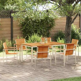 Conjunto de Jantar para Jardim vidaXL de 7 Peças Madeira Sólida Teca
