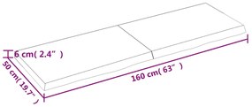 Bancada p/ WC 160x50x(2-6) cm madeira maciça tratada castanho