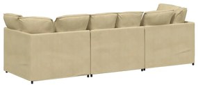 Sofá modular com almofadas tecido corduroy verde cinzento