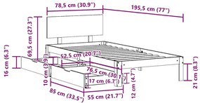 Estrutura de cama com gavetas 75x190 cm madeira de pinho maciça