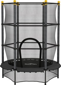 HOMCOM Trampolim para Crianças com Rede de Segurança e Estrutura de Aço para Interiores e Exteriores Carga 50kg Ø140x190 cm Preto | Aosom Portugal