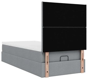 Cama otomana com colchão 100x200 cm tecido cinzento claro