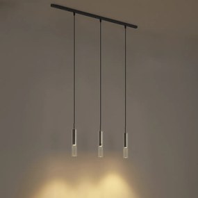Sistema de calhas de iluminação moderno preto com 3 candeeiros suspensos cor de bronze 1-fase - Slimline Loyce