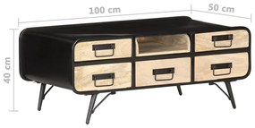Mesa de centro 100x50x40 cm madeira de mangueira maciça