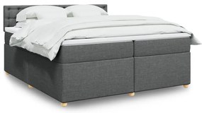Cama com molas/colchão 200x200 cm tecido cinzento-escuro