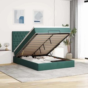 vidaXL Estrutura cama otomana colchões 140x190 cm veludo verde escuro