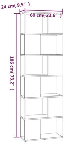 Estante/divisória 60x24x186 cm carvalho fumado