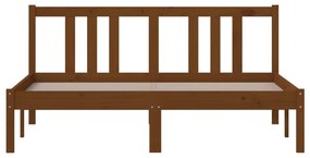 Estrutura de cama 140x190 cm madeira maciça castanho-mel