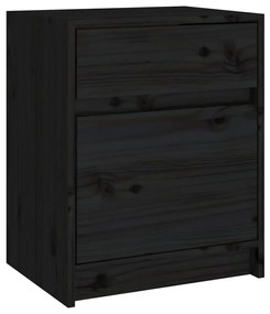 Mesas de cabeceira 2 pcs 40x31x50 cm pinho maciço preto