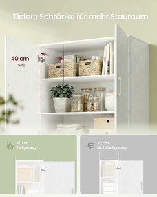 Armario multiusos 80 x 40 x 180 cm (L x P x A),, de aglomerado Branco 