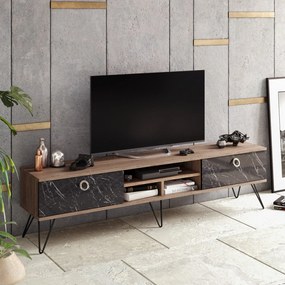 Móvel de TV Lorenz – Nogueira/Preto – 180 cm x 45,6 cm x 35,2 cm