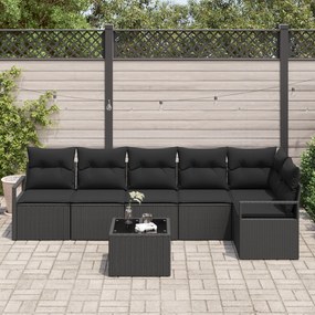Conjunto de Sofá de Jardim de 7 Peças com Almofadas Bege em Rattan Pol