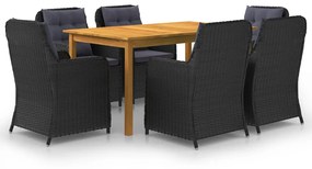 vidaXL 7 pcs conjunto de jantar para jardim preto