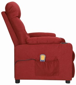 Poltrona elevatória de massagens tecido vermelho tinto