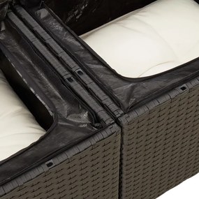 12 pcs conjunto de sofás de jardim c/ almofadões vime PE preto