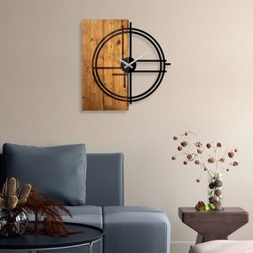 Relógio de Parede Decorativo Mas-038 – Noz Claro e Preto – 56 x 3 x 58