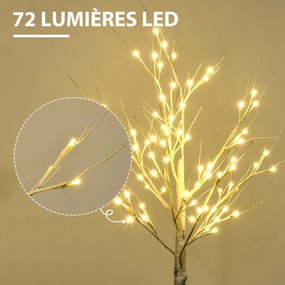 Árvore luminosa LED 120 cm decoração luminosa em branco quente  72 LEDs, uso interior, decoração de Natal para o quarto e a casa, em branco