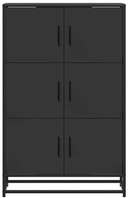 Armário alto 68x35x106,5 cm derivados madeira e metal preto