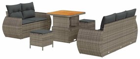 Conjunto de Sofá para Jardim vidaXL de 8 Peças com Almofadas Cinza Pol