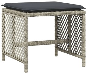 9 pcs conjunto de jantar p/ jardim c/ almofadões cinzento claro