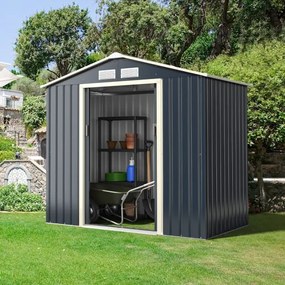 Abrigo de jardim exterior com 4 aberturas de ventilação e portas individuais  213 x 127 x 195 cm Cinzento