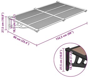 Toldo de porta 152,5x90 cm policarbonato preto