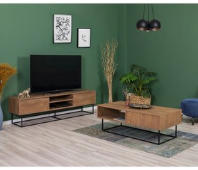 Conjunto de Mobiliário de Sala de Estar Laxus – Nogueira/Preto – Unida