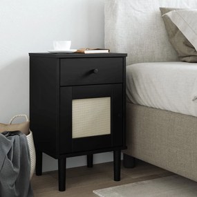 Mesa de cabeceira SENJA 40x35x65 cm pinho maciço preto