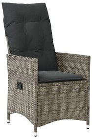 3 pcs conjunto bistrô com almofadões vime PE cinza
