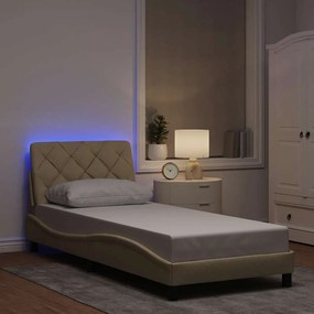 vidaXL Estrutura de cama com LED sem colchão 80x200 cm tecido creme