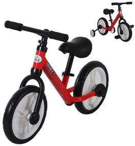 HOMCOM Bicicleta Balance com pedais e rodas removíveis Assento ajustável 33-38cm Crianças +2 Anos Carga 25kg Cor vermelha