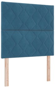 Cama Box Spring com Colchão &amp; Banco Azul Escuro 90x190 cm Veludo