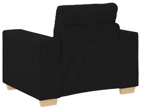 Conjunto de Sofá de 3 Peças com Almofadas em Tecido Preto