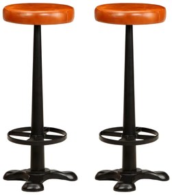 vidaXL Bancos de bar 2 pcs couro genuíno