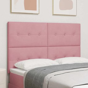 Cabeceira vidaXL Botão Almofadada Rosa 140 cm Veludo